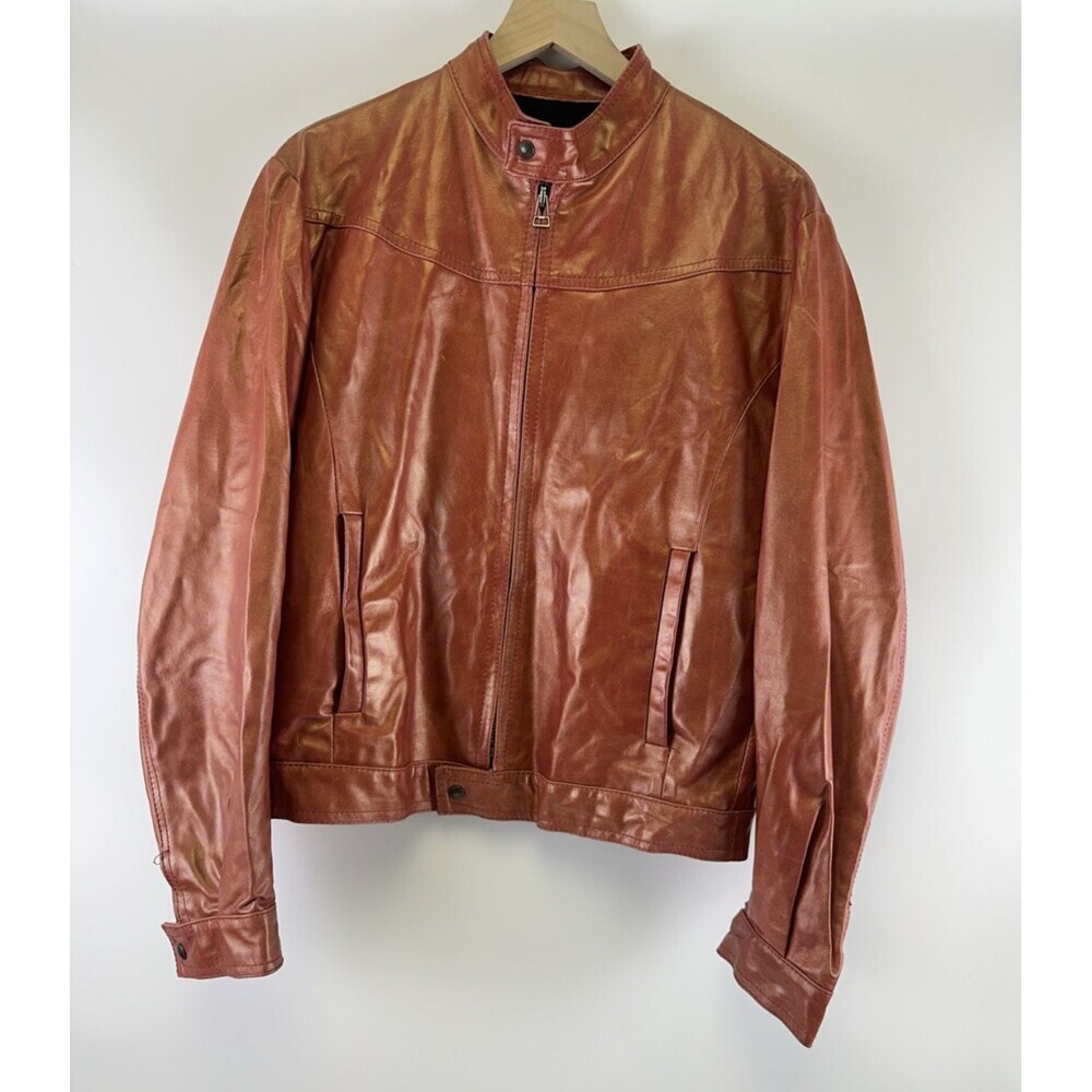 The Suite Shop Firenze Moto Leather Jacket Light Red Italy Handmade Women Medium